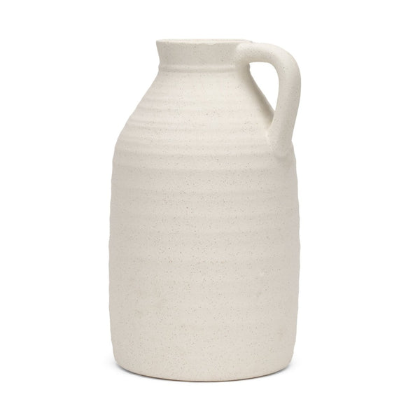 Mercana Tyrus Rustic Charm Vase - Vintage Jug-Style Design with Textured Finish and Black Speckling Accents Matte White | Ceramic | Large 70992