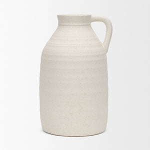 Mercana Tyrus Rustic Charm Vase - Vintage Jug-Style Design with Textured Finish and Black Speckling Accents Matte White | Ceramic | Large 70992