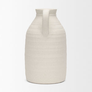 Mercana Tyrus Rustic Charm Vase - Vintage Jug-Style Design with Textured Finish and Black Speckling Accents Matte White | Ceramic | Large 70992