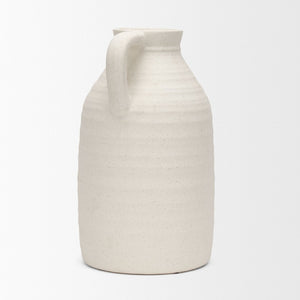 Mercana Tyrus Rustic Charm Vase - Vintage Jug-Style Design with Textured Finish and Black Speckling Accents Matte White | Ceramic | Large 70992