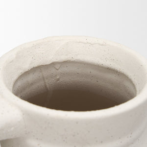 Mercana Tyrus Rustic Charm Vase - Vintage Jug-Style Design with Textured Finish and Black Speckling Accents Matte White | Ceramic | Large 70992