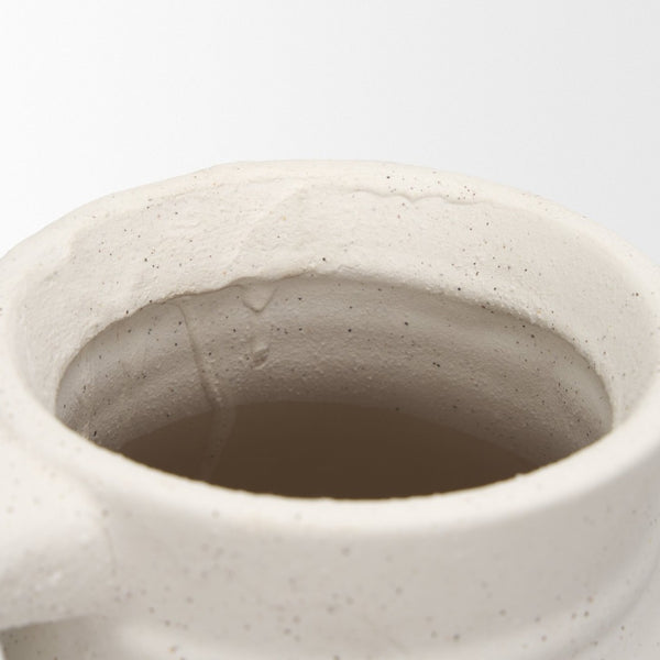 Mercana Tyrus Rustic Charm Vase - Vintage Jug-Style Design with Textured Finish and Black Speckling Accents Matte White | Ceramic | Large 70992