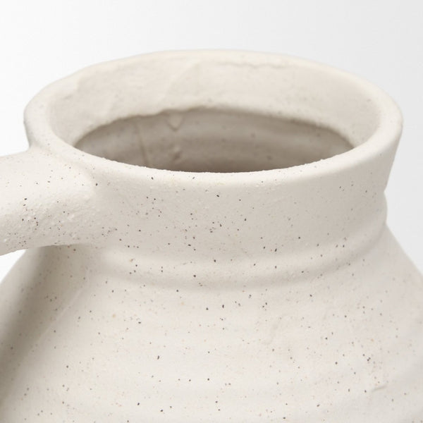Mercana Tyrus Rustic Charm Vase - Vintage Jug-Style Design with Textured Finish and Black Speckling Accents Matte White | Ceramic | Large 70992