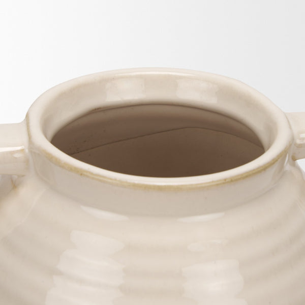 Mercana Tryna Beige and Matte Brown Vase - Stylish Honeypot Design for Fresh Blooms or Home Decor Accents Two Toned | Ceramic | Small 70993