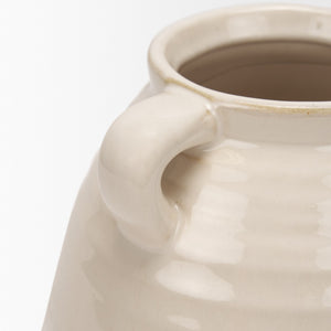 Mercana Tryna Beige and Matte Brown Vase - Stylish Honeypot Design for Fresh Blooms or Home Decor Accents Two Toned | Ceramic | Small 70993