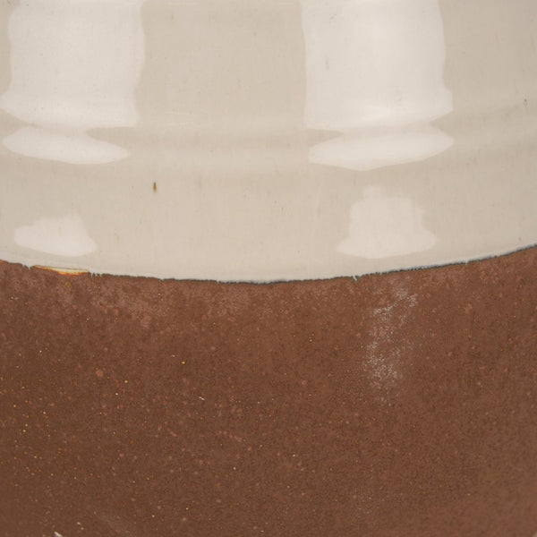 Mercana Tryna Beige and Matte Brown Vase - Stylish Honeypot Design for Fresh Blooms or Home Decor Accents Two Toned | Ceramic | Small 70993