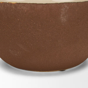 Mercana Tryna Beige and Matte Brown Vase - Stylish Honeypot Design for Fresh Blooms or Home Decor Accents Two Toned | Ceramic | Small 70993