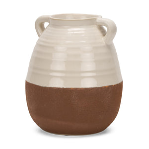 Mercana Tryna Beige and Matte Brown Vase - Stylish Honeypot Design for Fresh Blooms or Home Decor Accents Two Toned | Ceramic | Large 70994