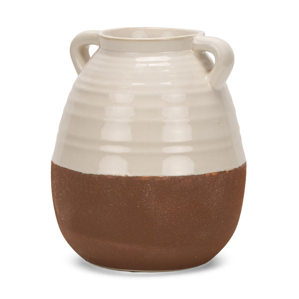 Mercana Tryna Beige and Matte Brown Vase - Stylish Honeypot Design for Fresh Blooms or Home Decor Accents Two Toned | Ceramic | Large 70994
