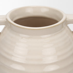 Mercana Tryna Beige and Matte Brown Vase - Stylish Honeypot Design for Fresh Blooms or Home Decor Accents Two Toned | Ceramic | Large 70994