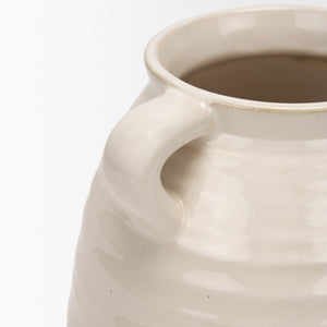 Mercana Tryna Beige and Matte Brown Vase - Stylish Honeypot Design for Fresh Blooms or Home Decor Accents Two Toned | Ceramic | Large 70994