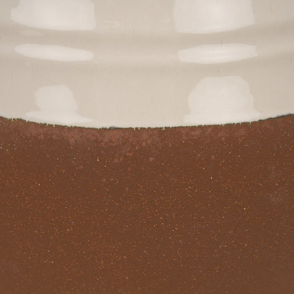 Mercana Tryna Beige and Matte Brown Vase - Stylish Honeypot Design for Fresh Blooms or Home Decor Accents Two Toned | Ceramic | Large 70994