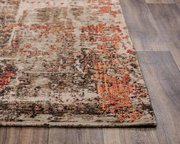 Alora Decor Alure Luxurious Brown Wool-Tencel Hybrid Rug With Shimmering Apricot Accents And Multi-Level Pile Texture 9' x 12' 00900910200120912
