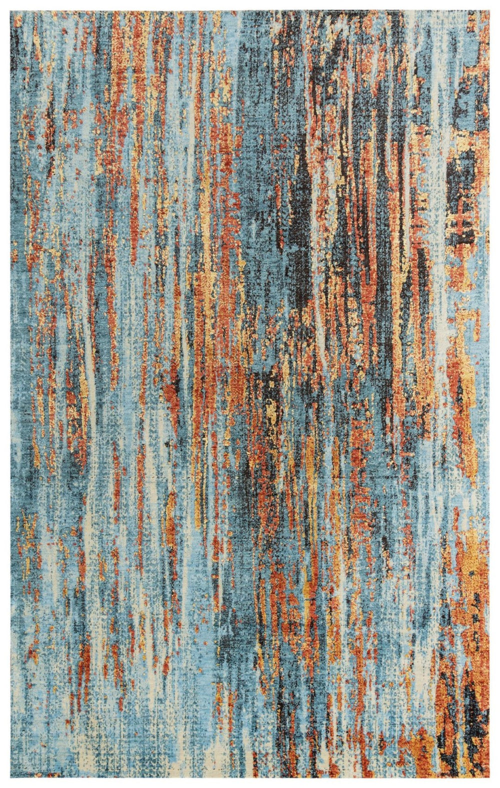 Alora Decor Alure Contemporary Blue Abstract Rug With Copper Accents, Shimmering Hybrid Wool-Tencel Blend Durable Elegance 10' x 13' 00900910300090113