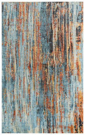 Alora Decor Alure Contemporary Blue Abstract Rug With Copper Accents, Shimmering Hybrid Wool-Tencel Blend Durable Elegance 10' x 13' 00900910300090113