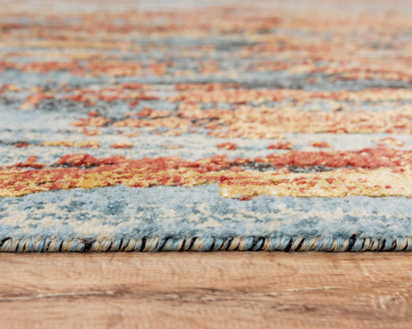 Alora Decor Alure Contemporary Blue Abstract Rug With Copper Accents, Shimmering Hybrid Wool-Tencel Blend Durable Elegance 10' x 13' 00900910300090113
