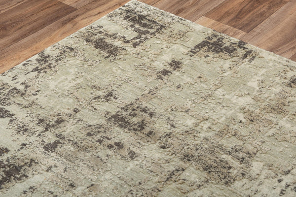 Alora Decor Alure Hand-Finished Green Rectangle Rug With Wool-Tencel Blend, Subtle Sheen & Textured Abstract Design 9' x 12' 00900910400300912