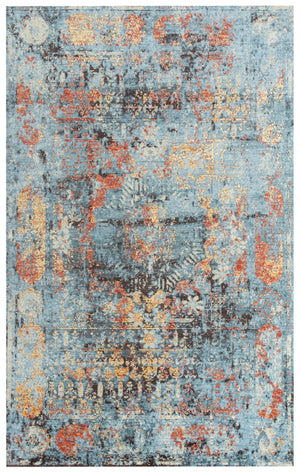 Alora Decor Alure Soft Blue Abstract Rug With Copper-Red Accents, Hand-Washed Wool-Tencel Blend, Plushdurable Finish 8' x 10' 00900910700090810