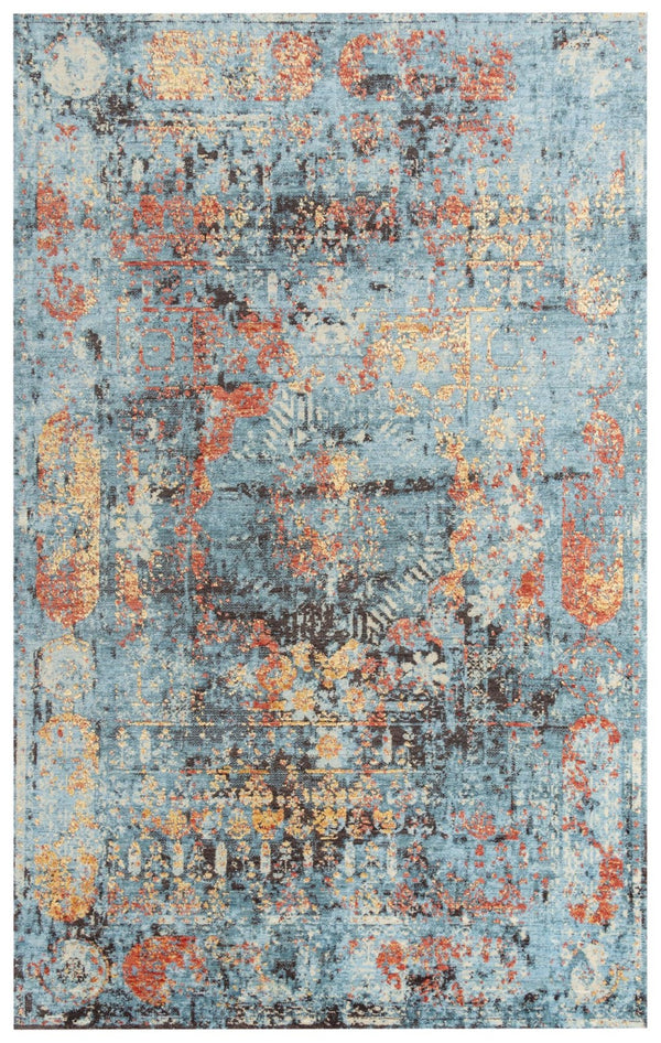 Alora Decor Alure Soft Blue Abstract Rug With Copper-Red Accents, Hand-Washed Wool-Tencel Blend, Plushdurable Finish 8' x 10' 00900910700090810