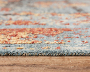 Alora Decor Alure Soft Blue Abstract Rug With Copper-Red Accents, Hand-Washed Wool-Tencel Blend, Plushdurable Finish 8' x 10' 00900910700090810