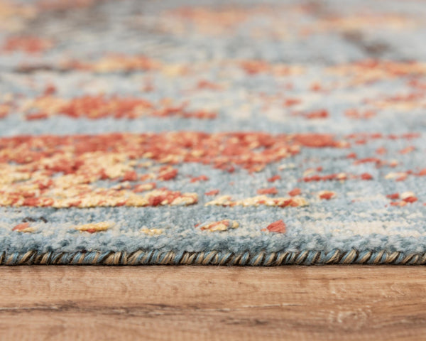 Alora Decor Alure Soft Blue Abstract Rug With Copper-Red Accents, Hand-Washed Wool-Tencel Blend, Plushdurable Finish 8' x 10' 00900910700090810