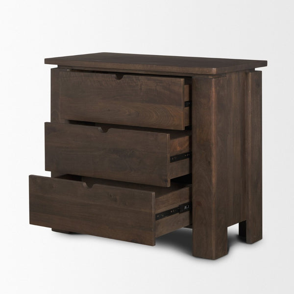 Mercana Wallen Timeless Solid Mango Wood 3 Drawer Accent Cabinet for Elegant Storage in Any Room 71009