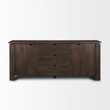 Mercana Wallen 2 Door Solid Dark Brown Wood w/ 3 Drawers Sideboard 71010