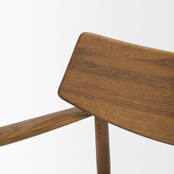 Mercana Haggen Accent Chair - Midcentury Modern Design, Solid Oak Frame, Cream Upholstery, Cozy Comfort Medium Brown Wood | Cream Fabric 71015