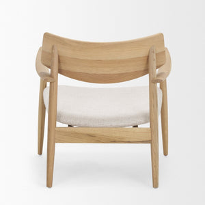Mercana Haggen Accent Chair - Midcentury Modern Design, Solid Oak Frame, Cream Upholstery, Cozy Comfort Light Brown Wood | Cream Fabric 71016