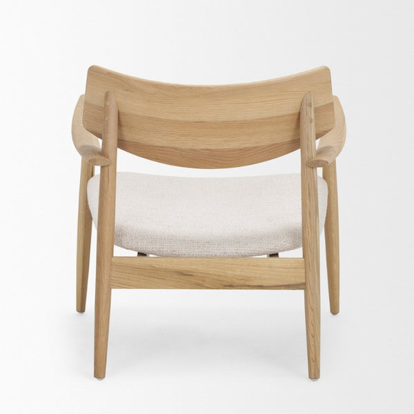 Mercana Haggen Accent Chair - Midcentury Modern Design, Solid Oak Frame, Cream Upholstery, Cozy Comfort Light Brown Wood | Cream Fabric 71016