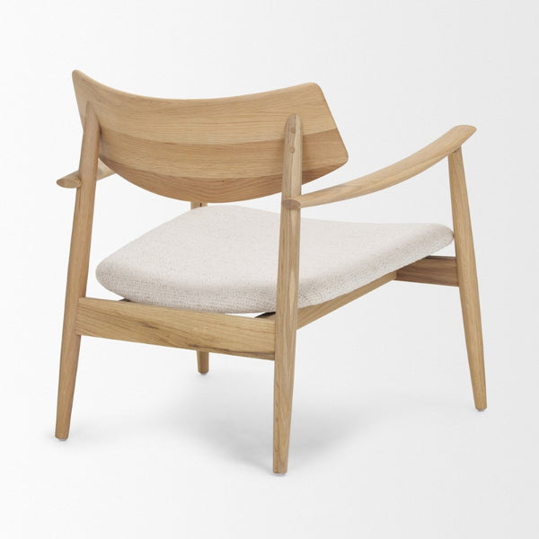 Mercana Haggen Accent Chair - Midcentury Modern Design, Solid Oak Frame, Cream Upholstery, Cozy Comfort Light Brown Wood | Cream Fabric 71016