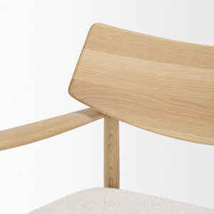 Mercana Haggen Accent Chair - Midcentury Modern Design, Solid Oak Frame, Cream Upholstery, Cozy Comfort Light Brown Wood | Cream Fabric 71016