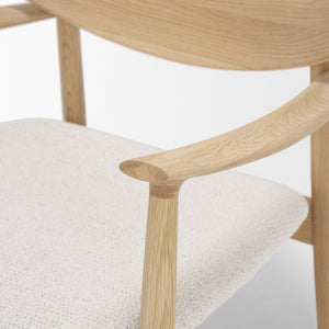 Mercana Haggen Accent Chair - Midcentury Modern Design, Solid Oak Frame, Cream Upholstery, Cozy Comfort Light Brown Wood | Cream Fabric 71016