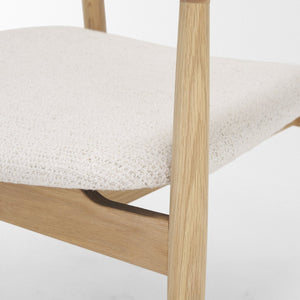 Mercana Haggen Accent Chair - Midcentury Modern Design, Solid Oak Frame, Cream Upholstery, Cozy Comfort Light Brown Wood | Cream Fabric 71016