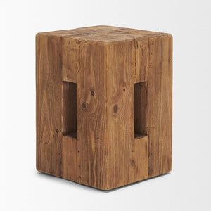 Mercana Waylen Rustic Wood Accent Stool - Handcrafted Natural Charm for Farmhouse and Eclectic Decor 71020