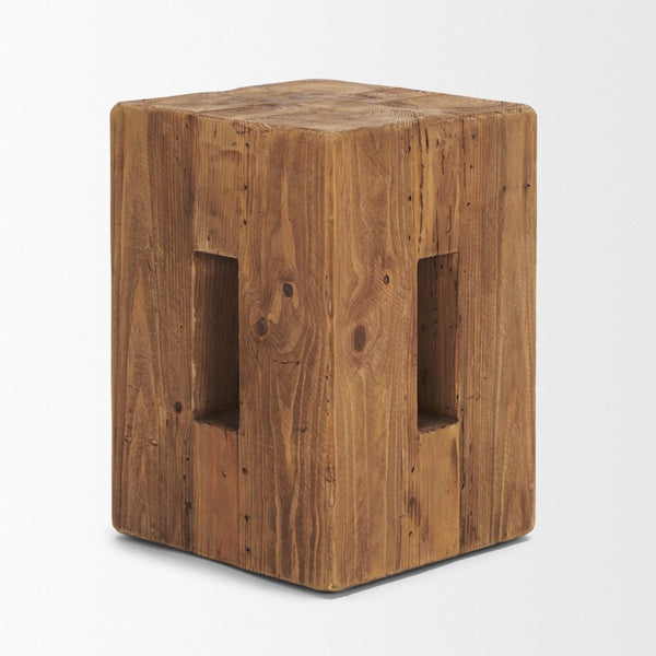 Mercana Waylen Rustic Wood Accent Stool - Handcrafted Natural Charm for Farmhouse and Eclectic Decor 71020