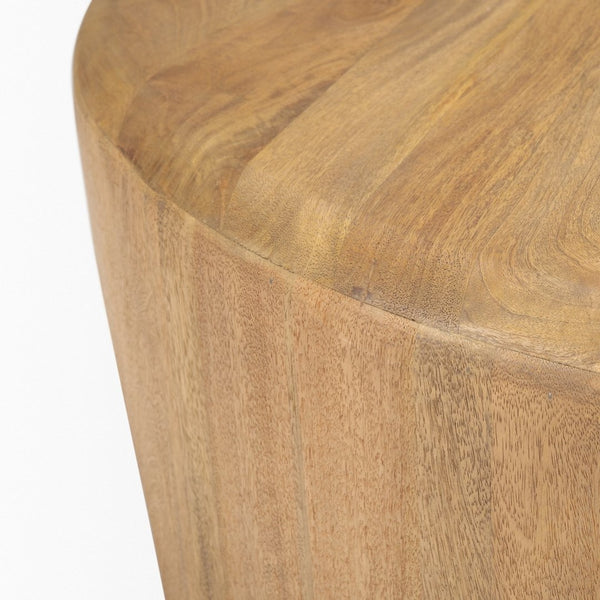 Mercana Shima Round Coffee Table with Arched Legs - Contemporary Mango Wood Design for Modern Living Spaces Light Brown Wood 70867