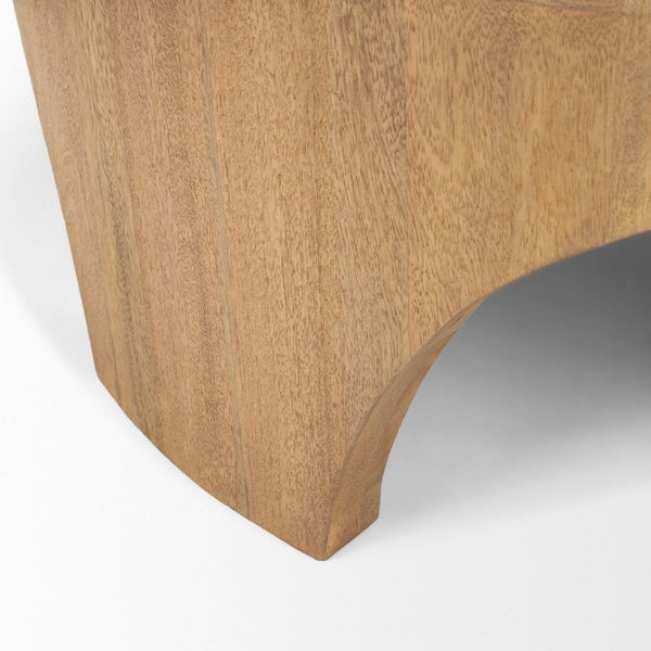 Mercana Shima Round Coffee Table with Arched Legs - Contemporary Mango Wood Design for Modern Living Spaces Light Brown Wood 70867