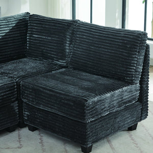 English Elm Corduroy Plush U-Shaped Sectional Sofa with Storage Ottoman, Pet-Friendly Durable Modular Comfort Grey W2915S00064