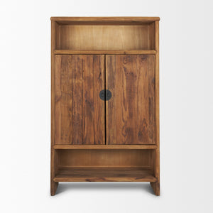 Mercana Wayde Curio Cabinet - Rustic Recycled Pine with Matte Black Metal Pulls for Stylish Display & Storage 71021