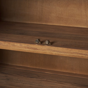 Mercana Wayde Curio Cabinet - Rustic Recycled Pine with Matte Black Metal Pulls for Stylish Display & Storage 71021