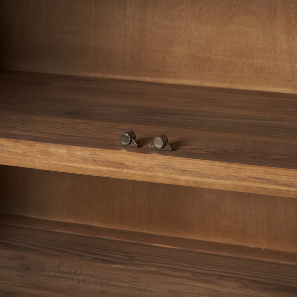 Mercana Wayde Curio Cabinet - Rustic Recycled Pine with Matte Black Metal Pulls for Stylish Display & Storage 71021