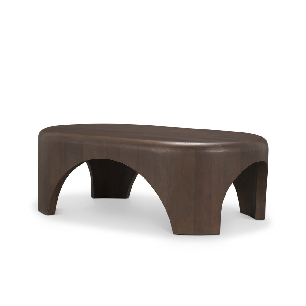 Mercana Shima Elegant Coffee Table with Arched Legs - Premium Solid Wood Design for Modern Living Spaces Dark Brown | Wood | Oval 70831