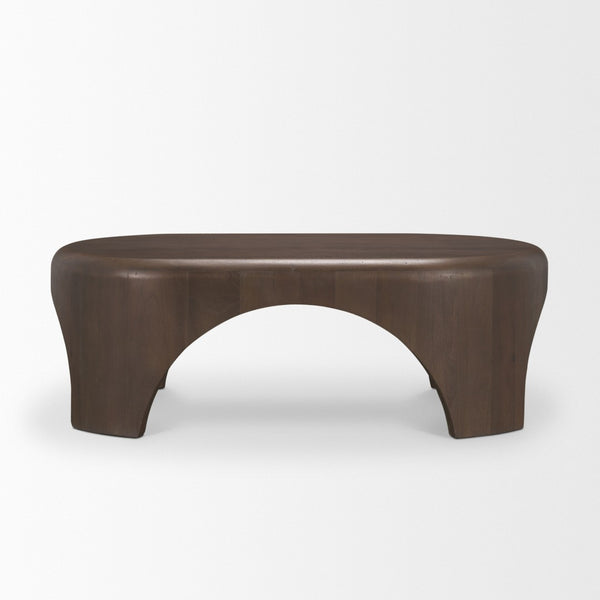 Mercana Shima Elegant Coffee Table with Arched Legs - Premium Solid Wood Design for Modern Living Spaces Dark Brown | Wood | Oval 70831
