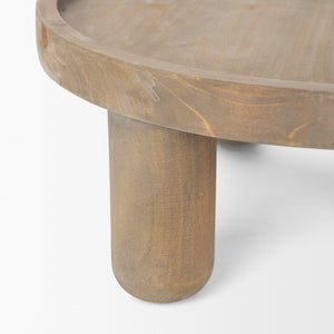 Mercana Virve Round Rustic Wooden Trays with Gray Wash Finish - Versatile Accents for Any Home Décor 70926