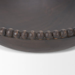Mercana Wendell Elegant Solid Wood Bowls with Decorative Beaded Rims - Perfect for Home Décor & Serving Dark Brown | Wood 70927