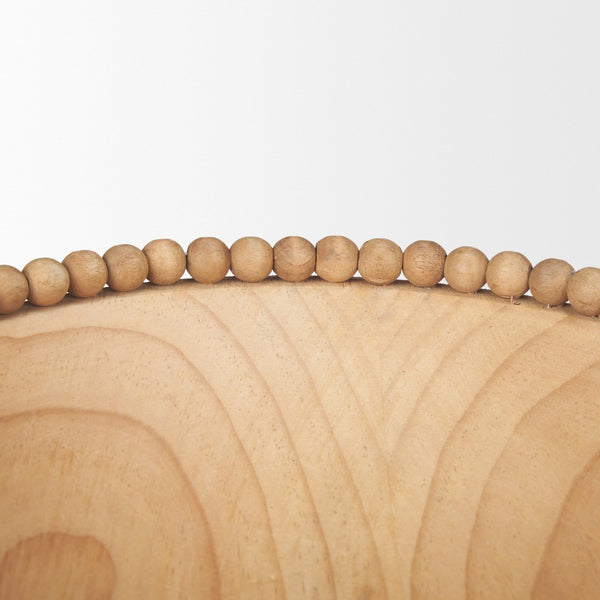 Mercana Wendell Elegant Solid Wood Bowls with Decorative Beaded Rims - Perfect for Home Décor & Serving Light Brown | Wood 70928