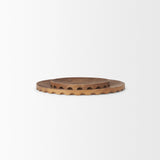 Mercana Waverly Round Light Brown Wood Scalloped Edged Trays 70929