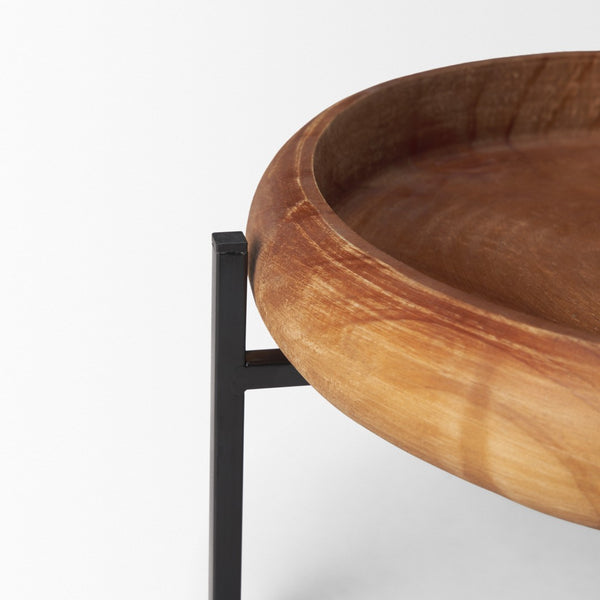 Mercana Wally Elegant Two-Tier Wooden Tray Set with Contemporary Metal Stand for Stylish Home Organization 71047