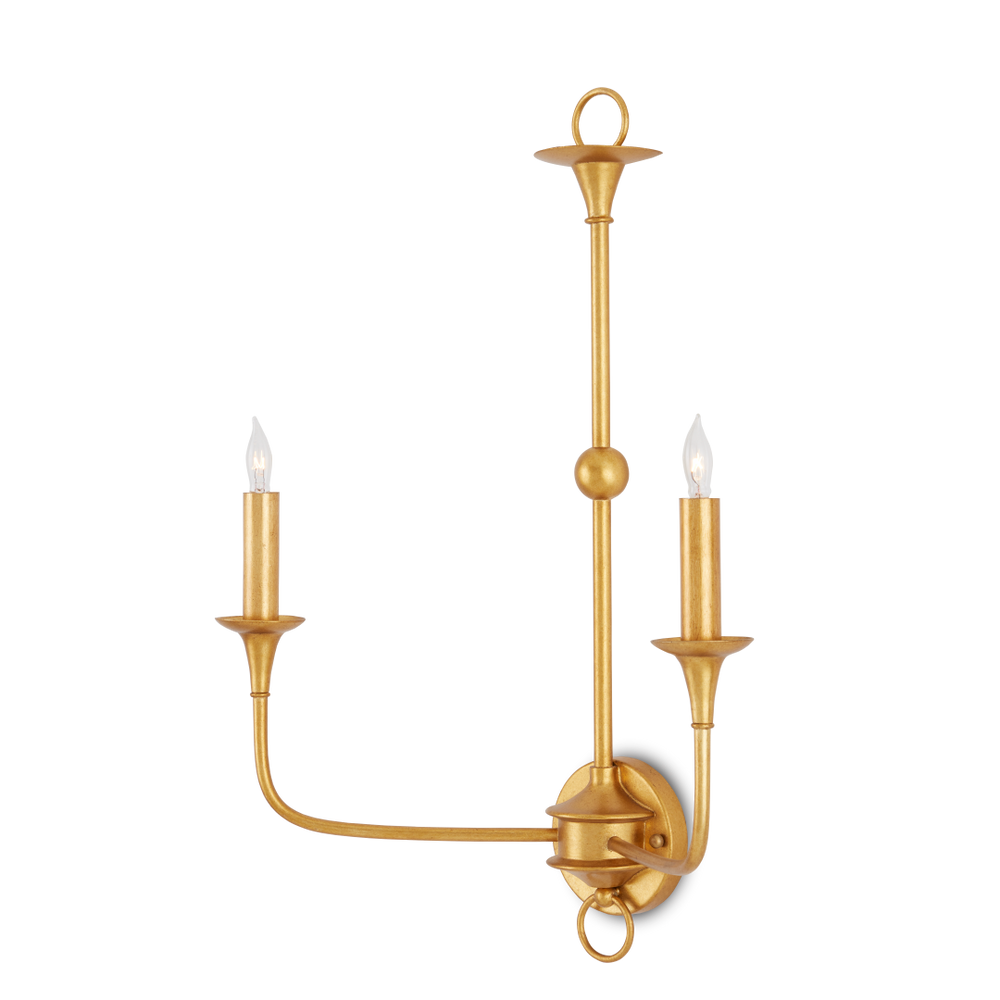 Nottaway Gold Double-Light Wall Sconce - Elegant Wrought Iron Fixture for Traditional Interiors